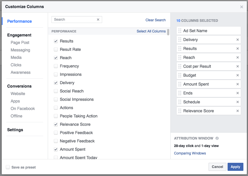 Facebook AdManager dashboard