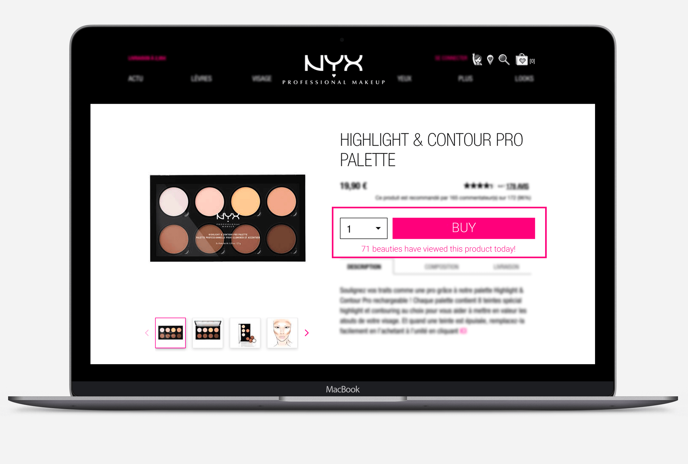 NYX Professional make up social proof messaging