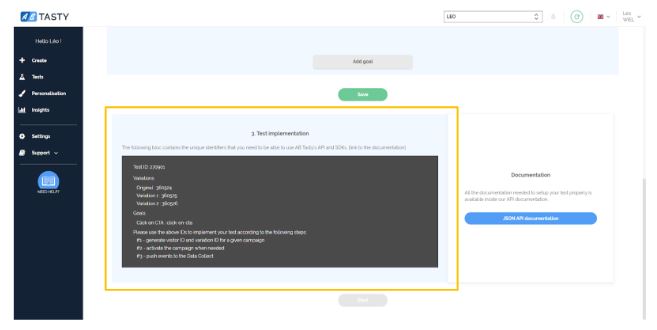Código generado para realizar server-side testing