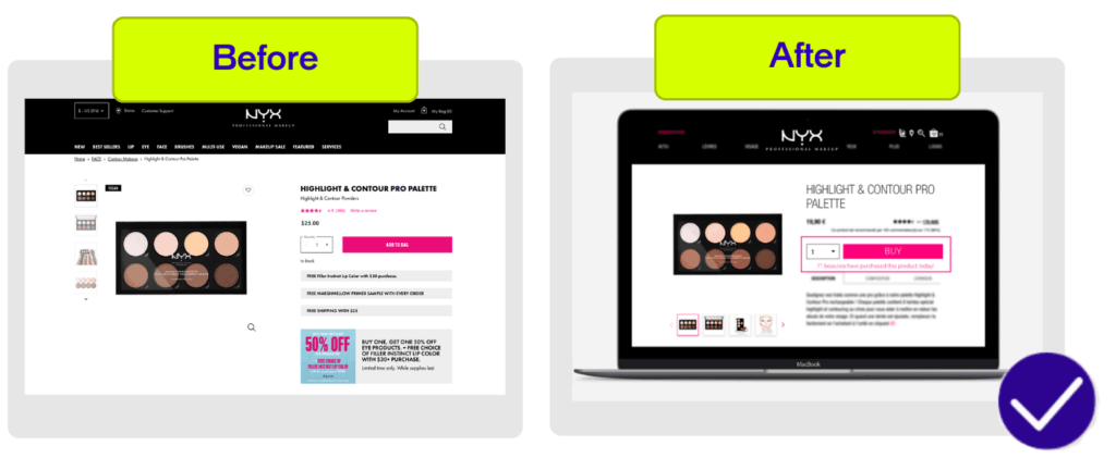 A/B testing example comparing call-to-action button placements