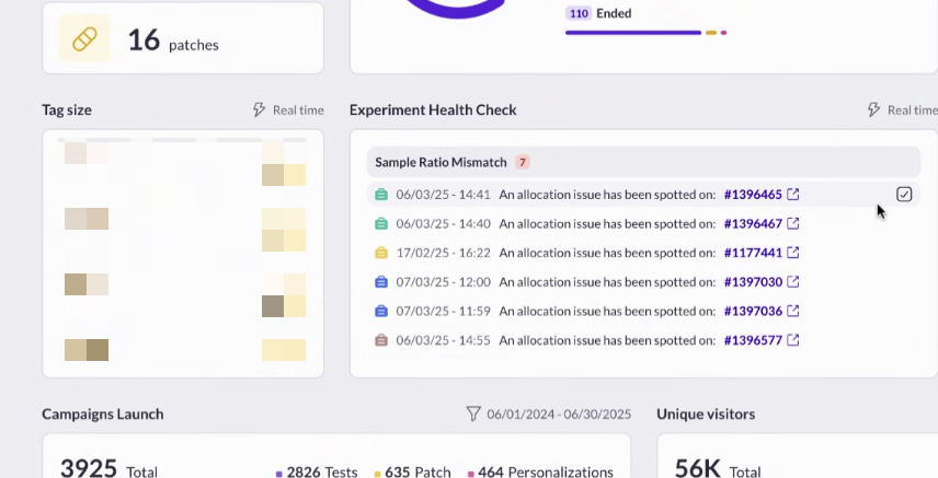 Experiment health check