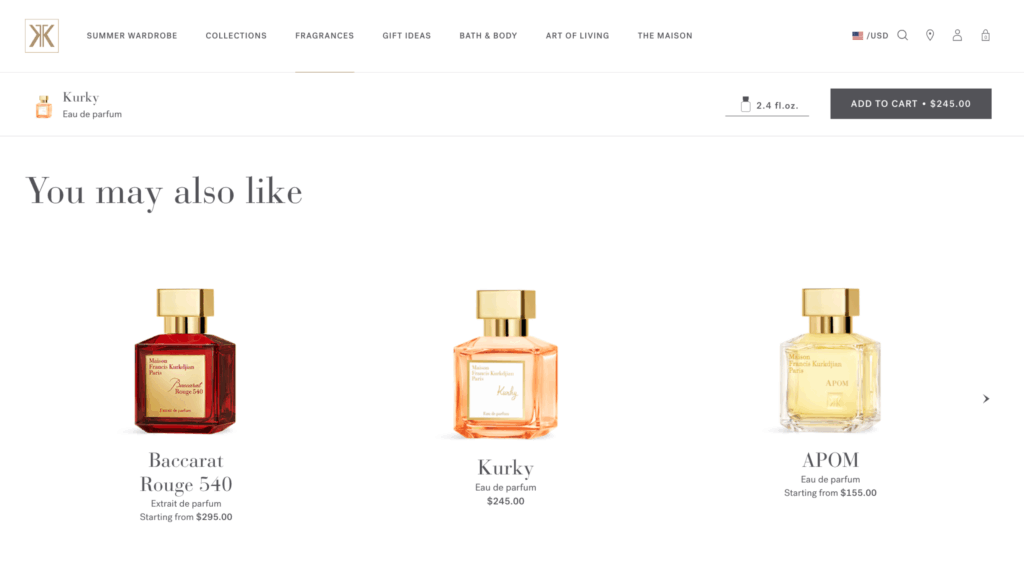 Perfume product recommendations - you may also like - maison francis kurkdjian recommendations
