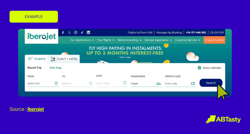 Iberojet increase in clicks