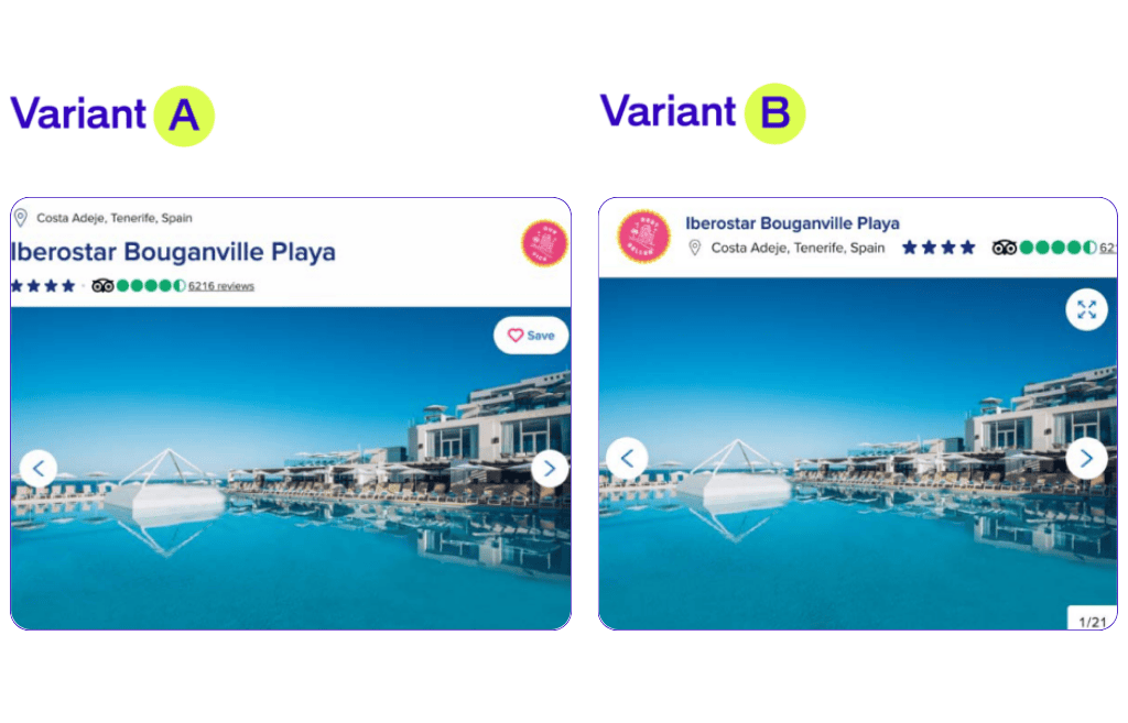 Travel & hospitality a:b testing