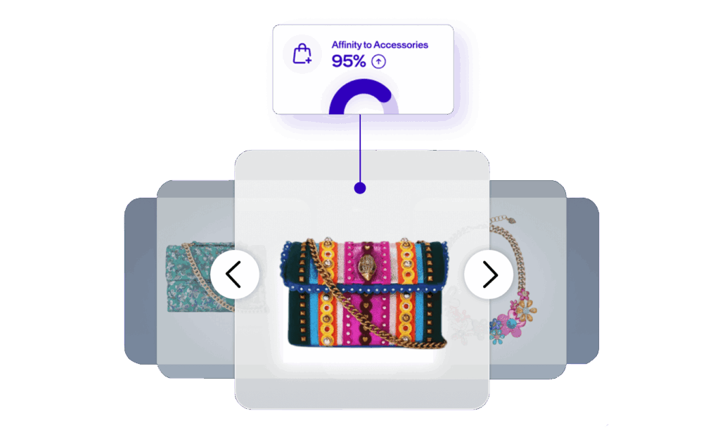 Kurt Geiger AdaptiveCX showing 95% accessories affinity with personalized handbag recommendations