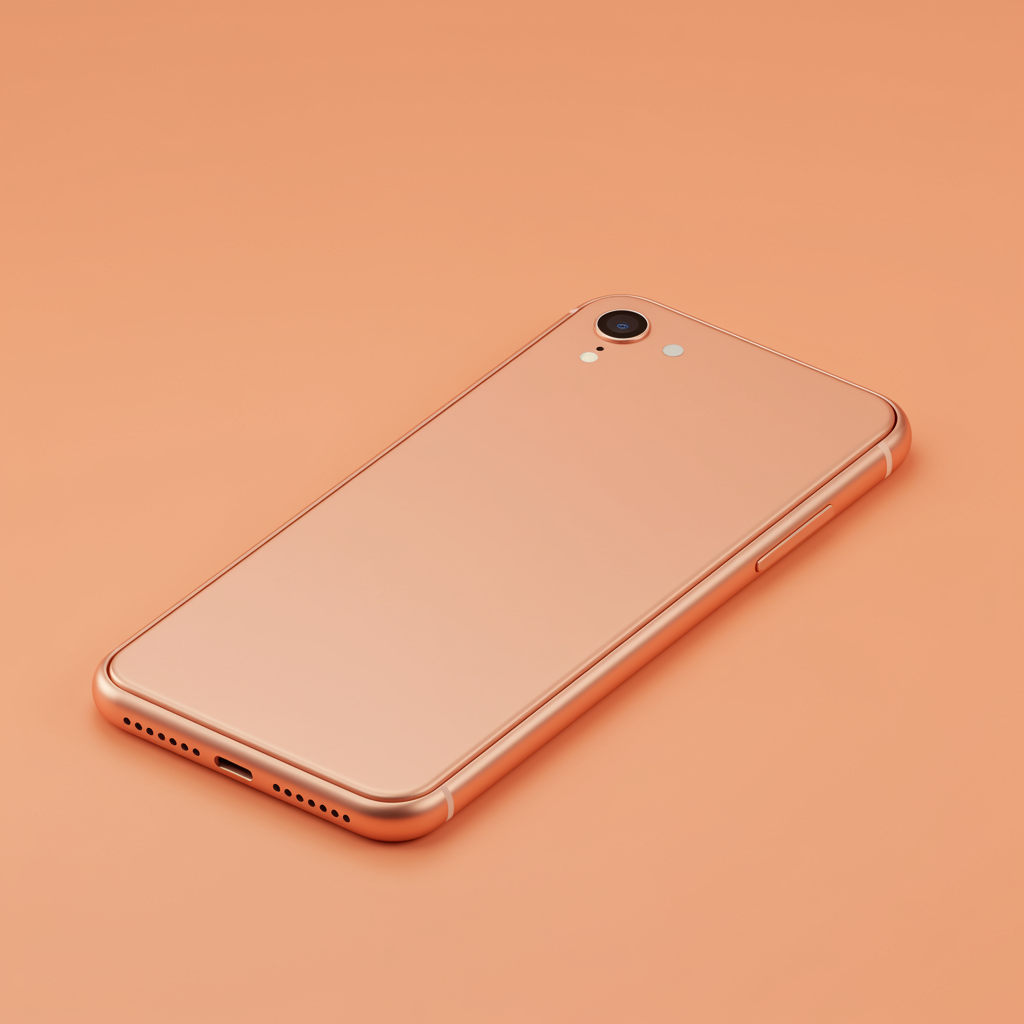 iphone face down on coral background