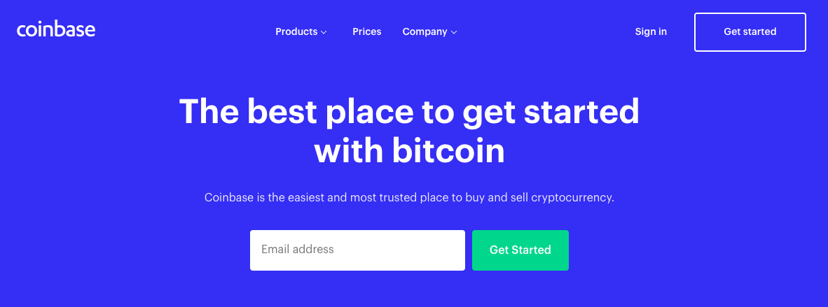 Coinbase Landing page 