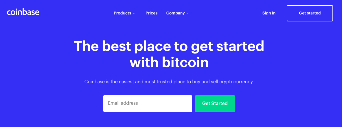 Coinbase Landing page