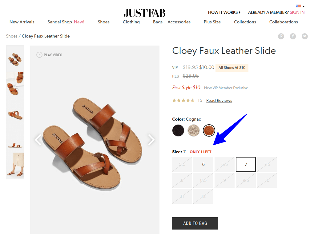 Just Fab product page image