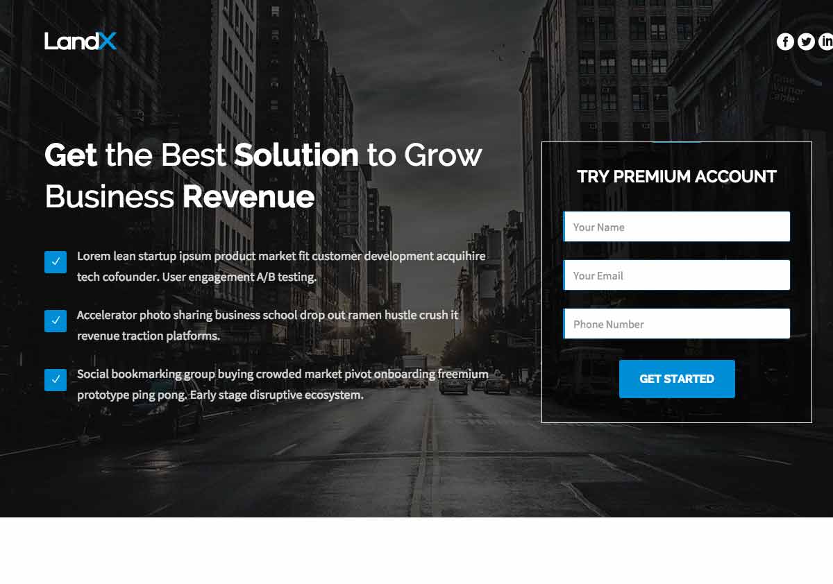 Growth landing page template