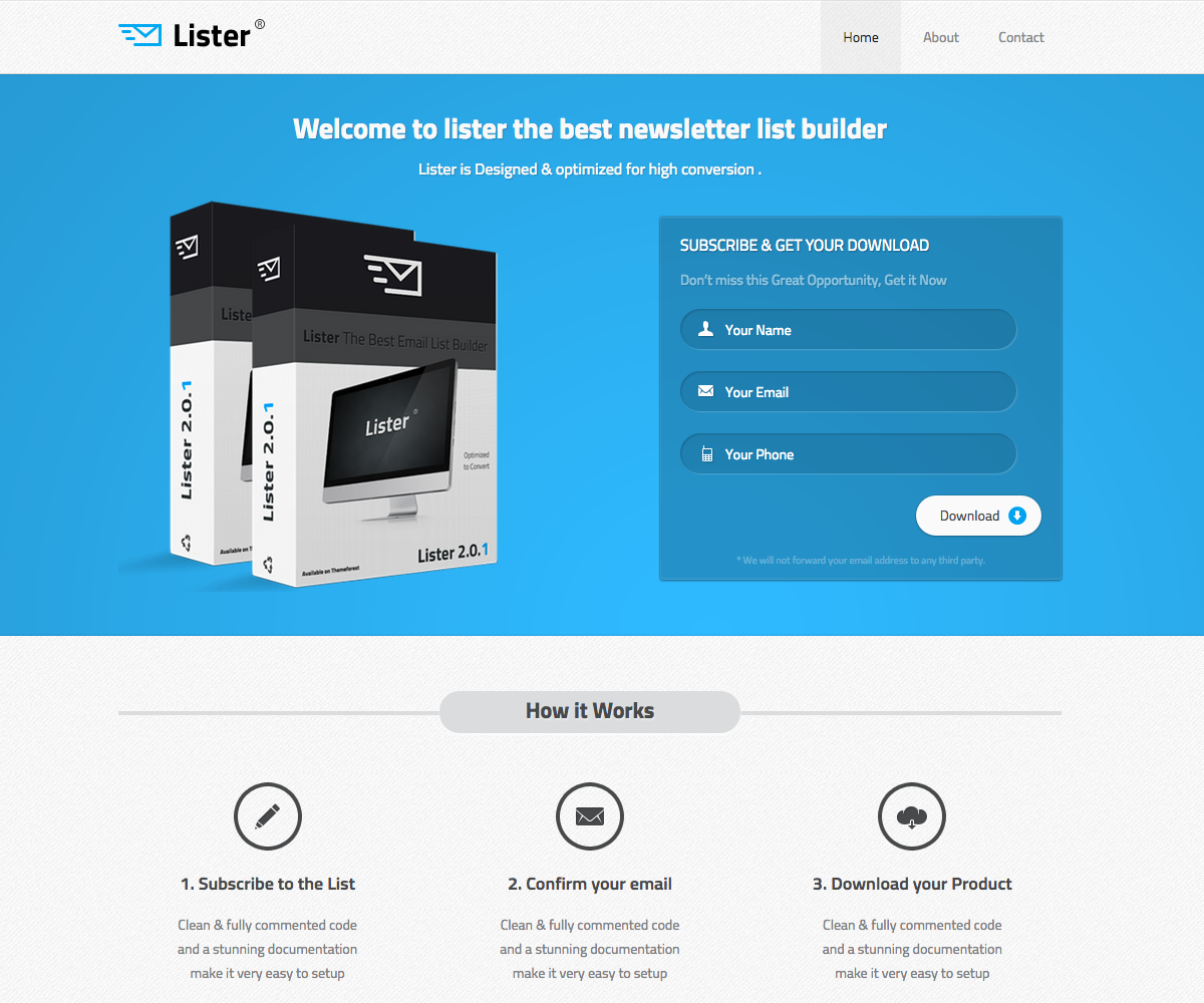 Ebook download landing page template