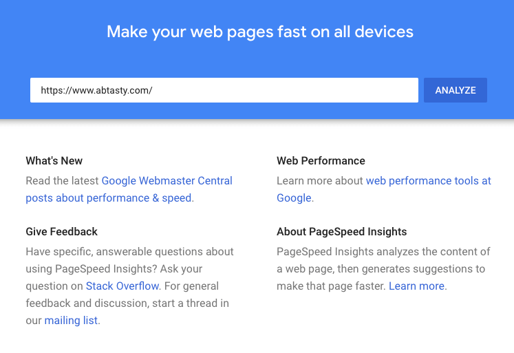 Page Speed Insight Tool