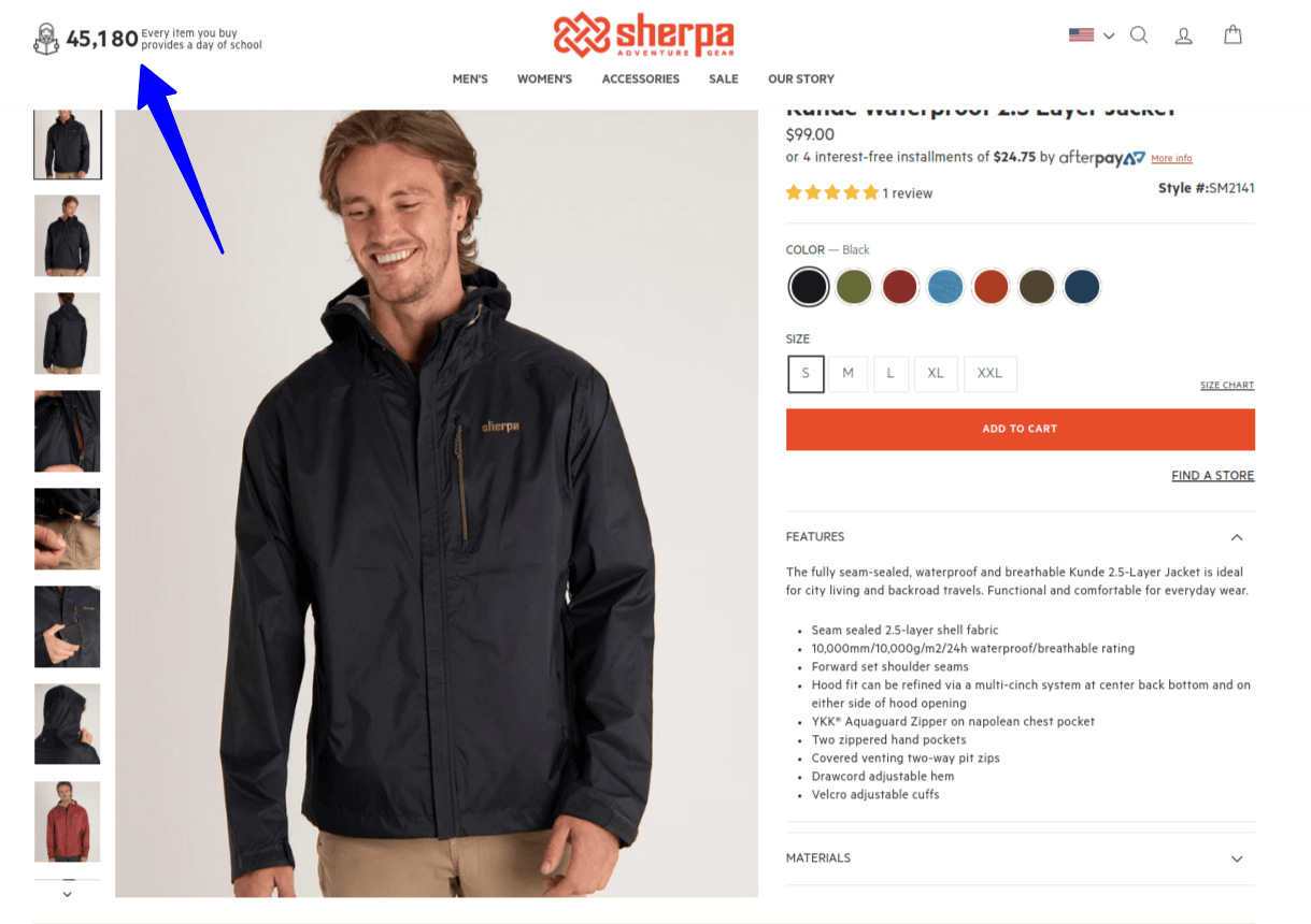 Image of Sherpa product page