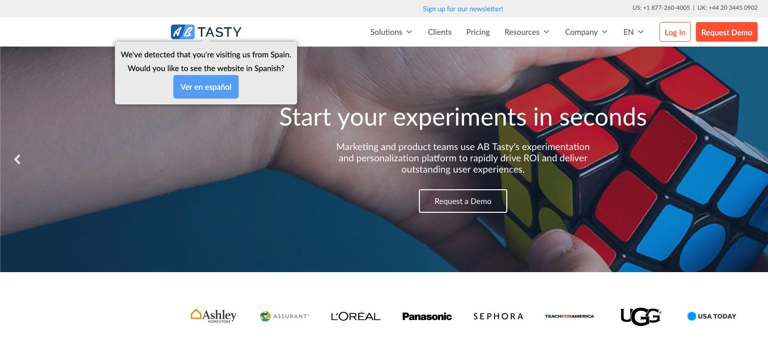 Campaña de personalización web de AB Tasty