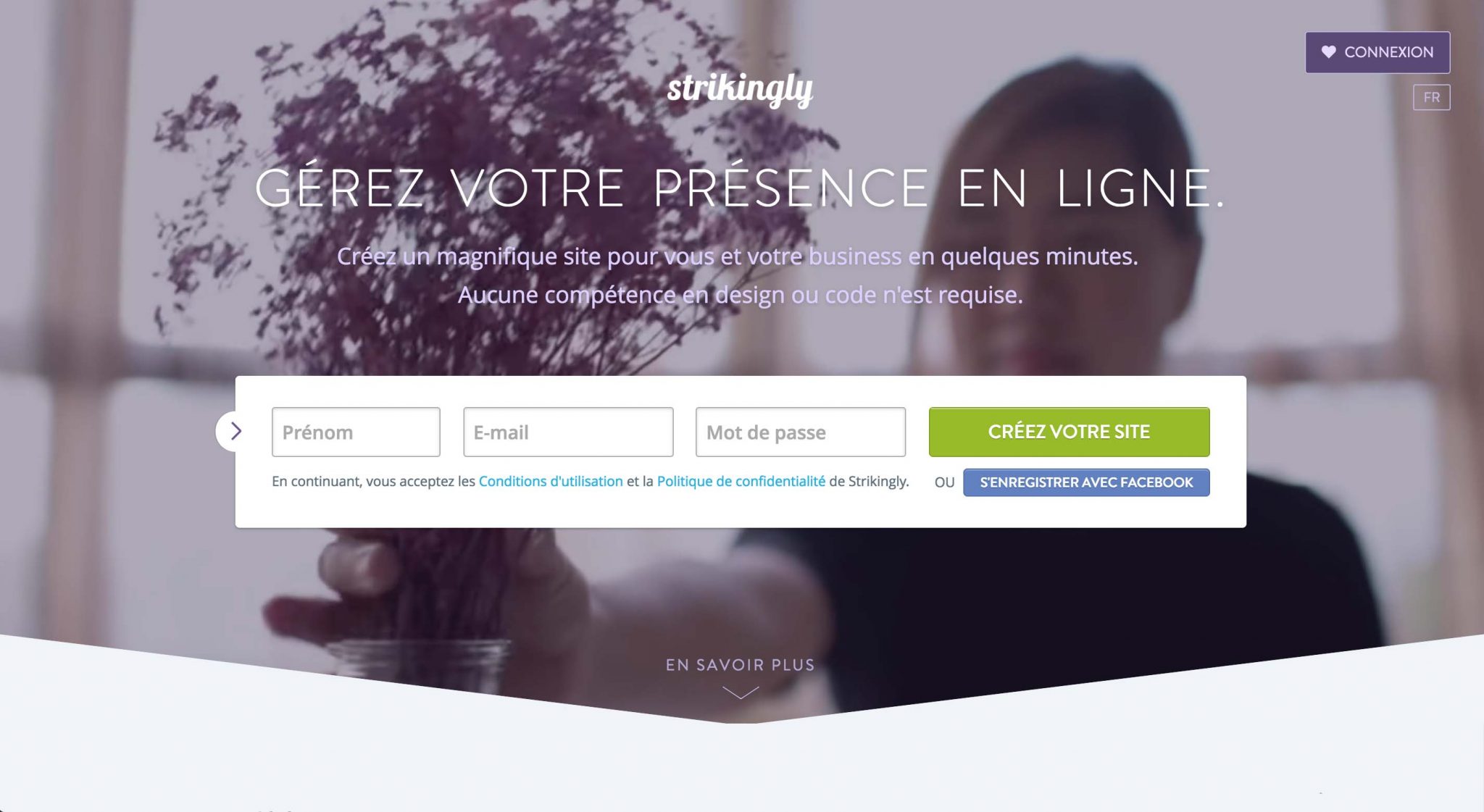 STRIKINGLY Landing page - Gérez votre présence en ligne