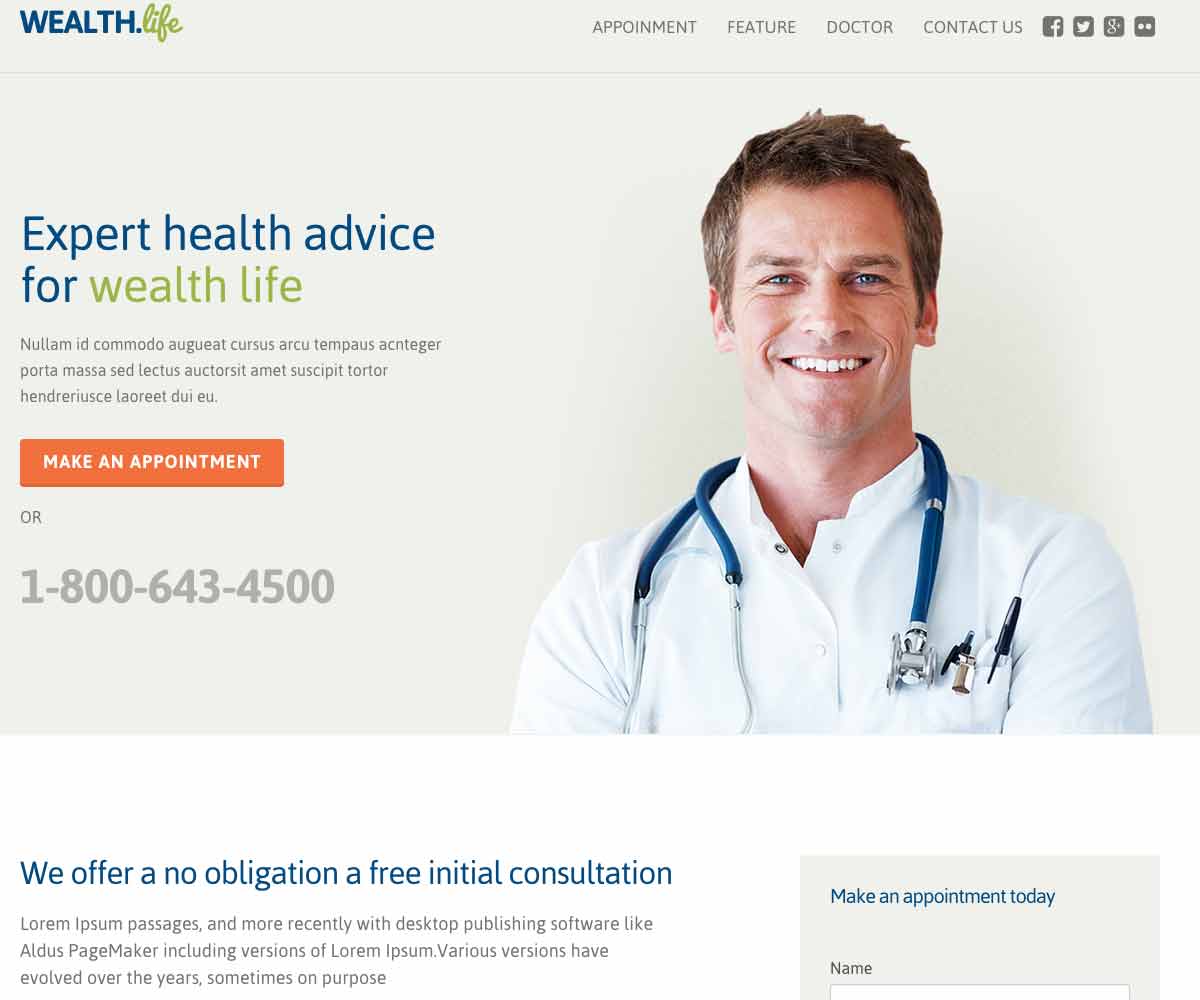 Health & medical landing page template