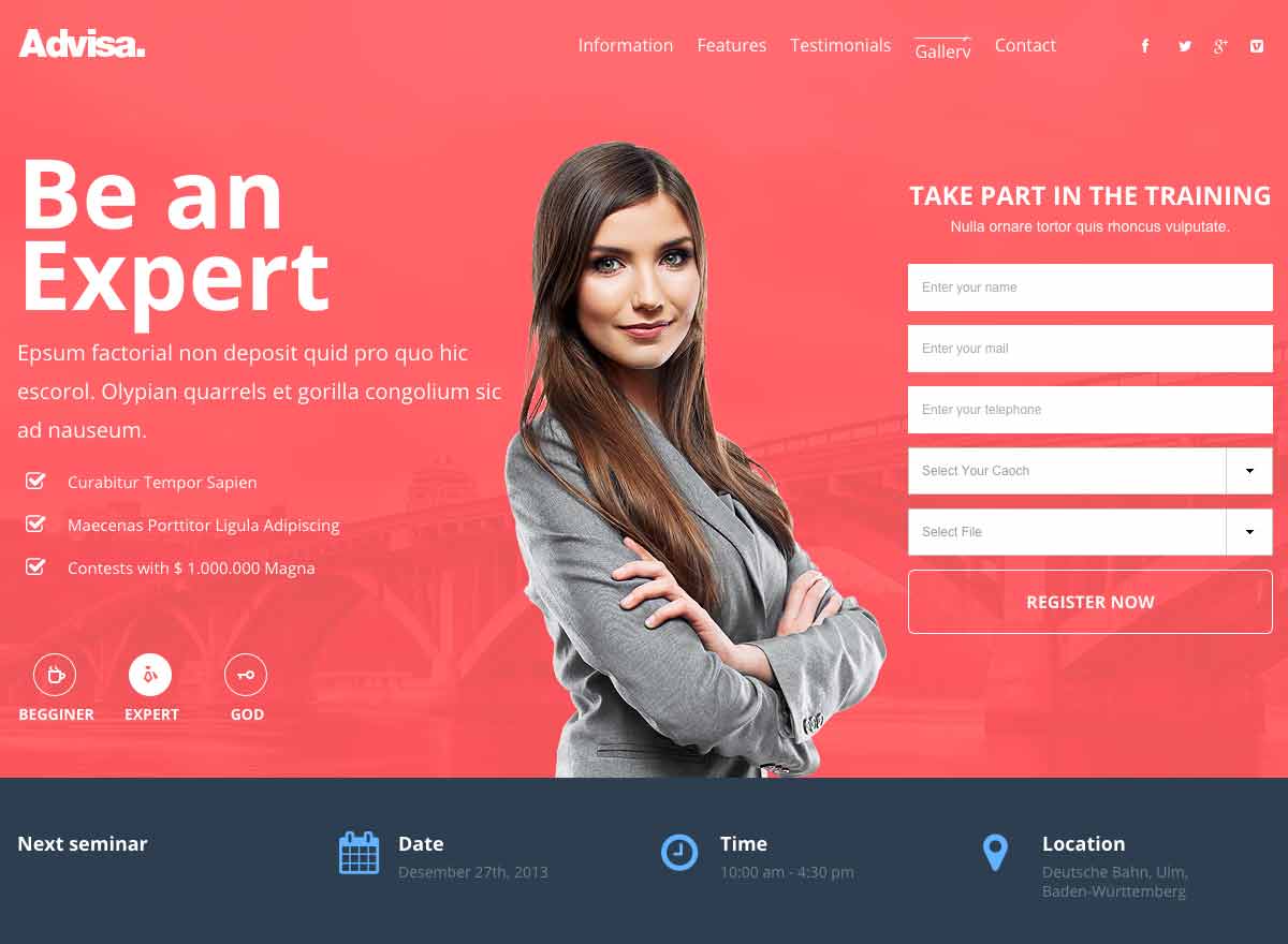 Services landing page template