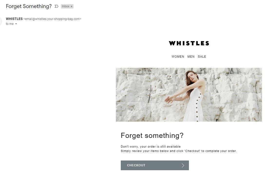 Whistles cart email
