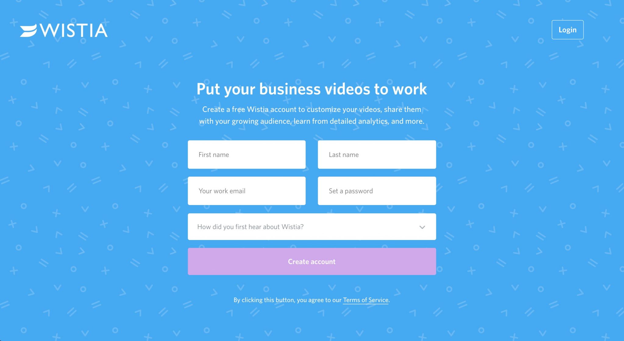 WISTIA Landing page - Put your business videos to work