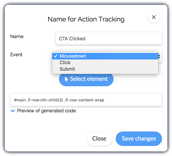 How to setup a click tracking on a A/B test