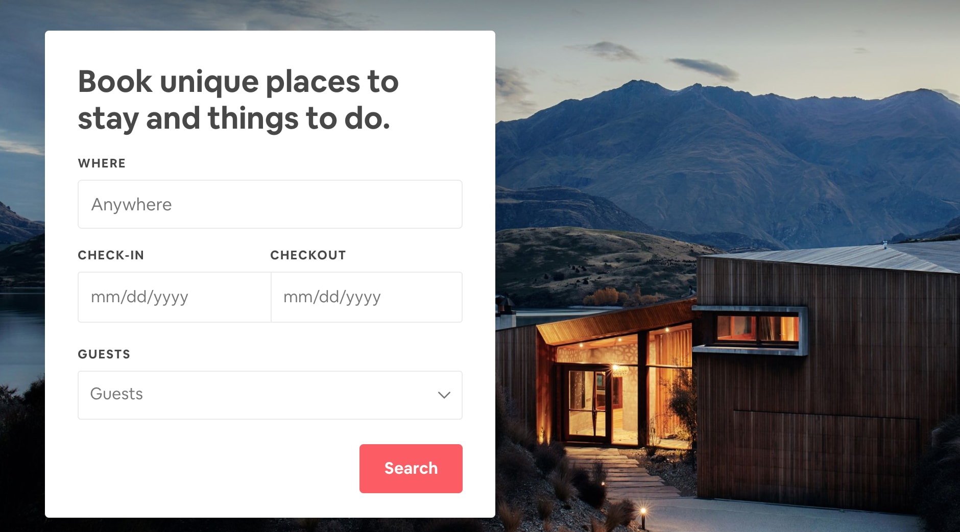 airbnb homepage header