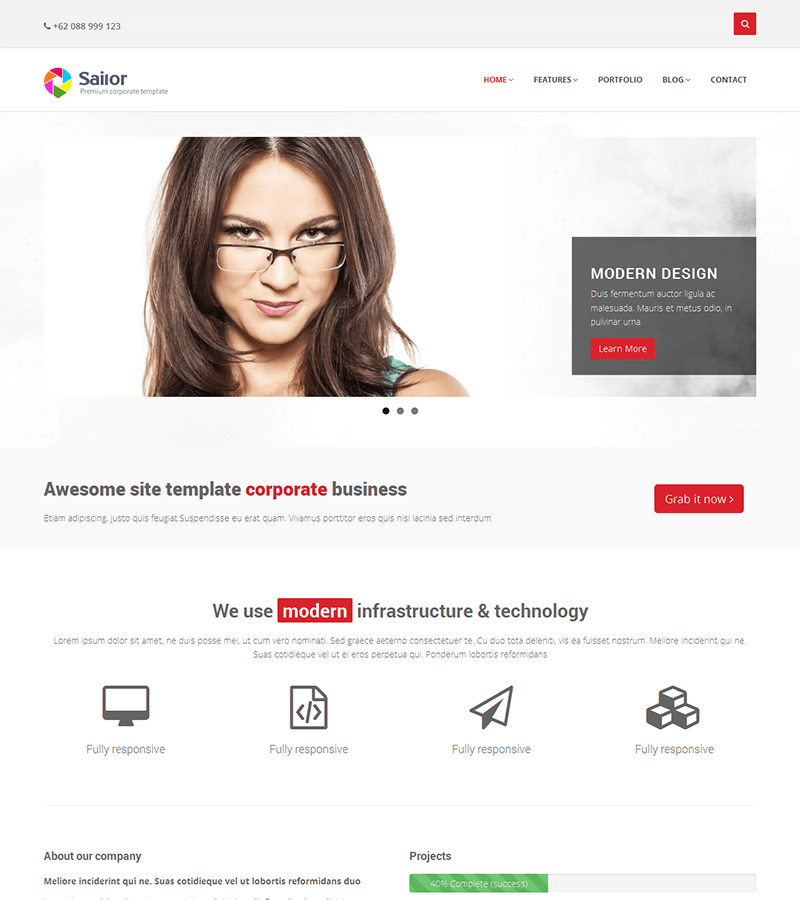 Corporate bootstrap landing page template