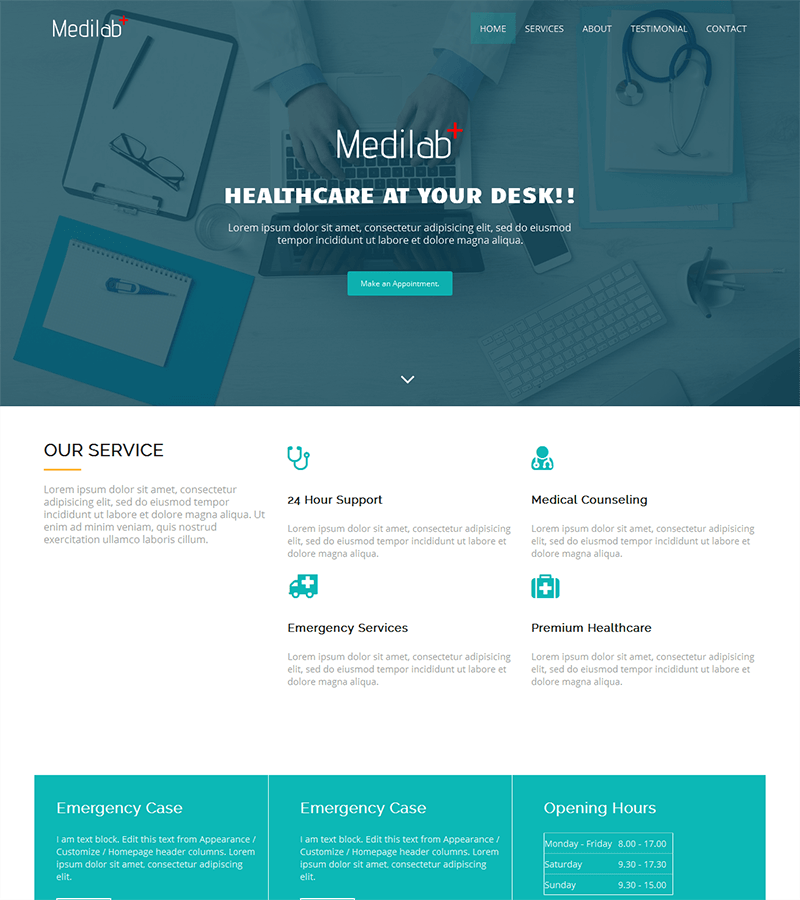 Bootstrap landing page template for medical industry