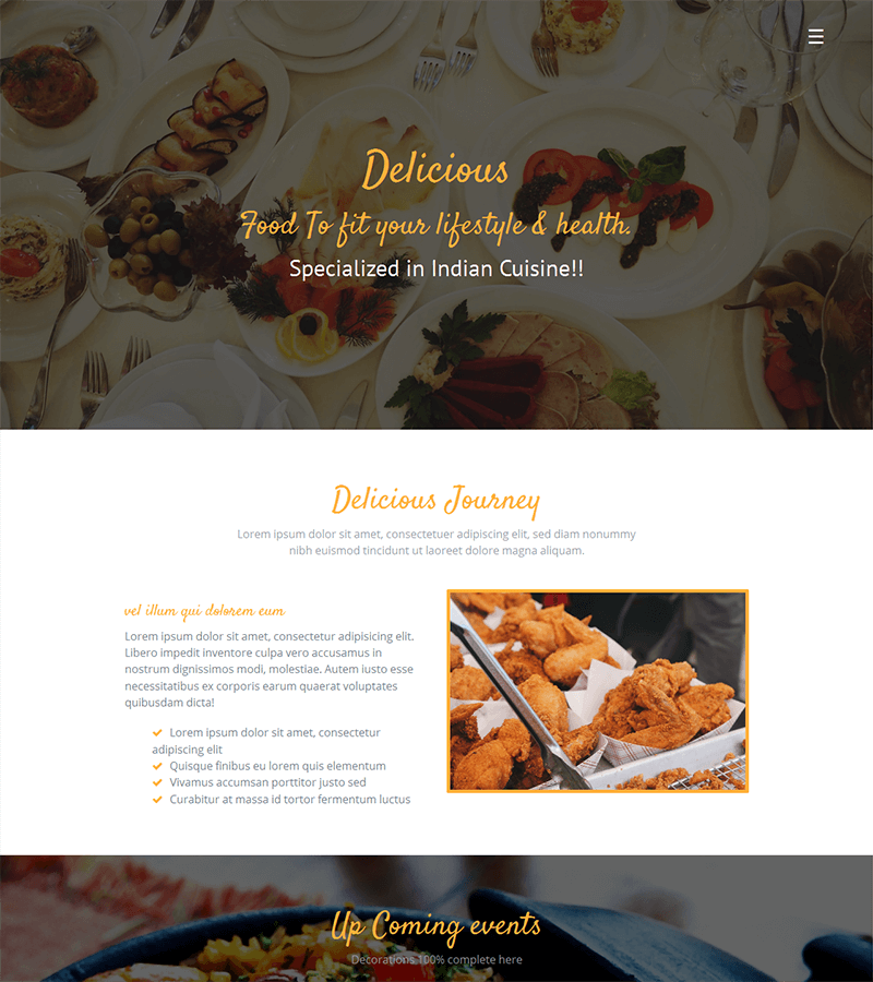 Bootstrap landing page template for restaurant