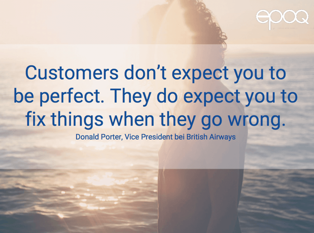 Dargestellt wird ein Zitat zum Thema Customer Experience von Donald Porter, dem Vice President bei British Airways.