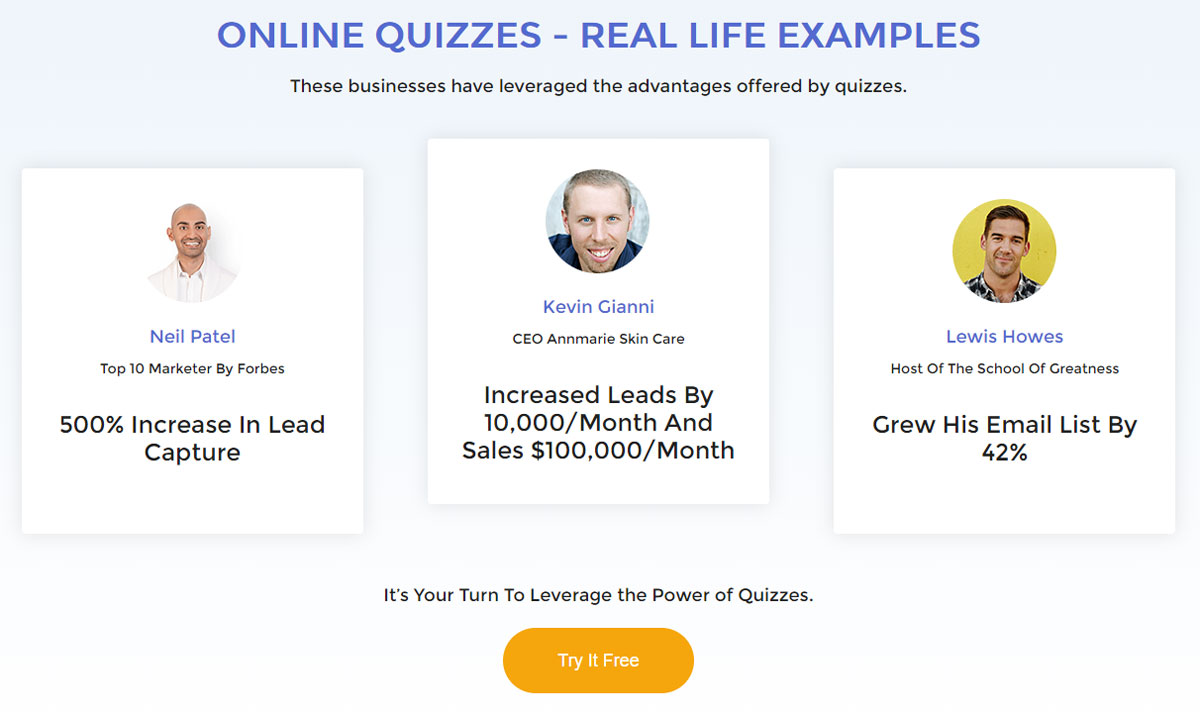 Design Landing Page Lead Quizzes Social Proof