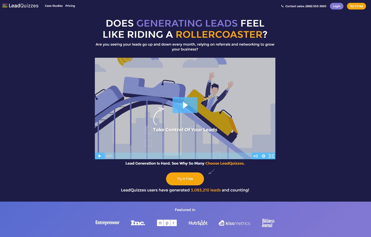 Beispiel Landing Page Lead Quizzes