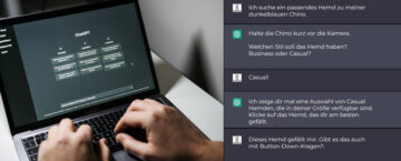 Das Bild zeigt, wie ein Dialog mithilfe eines Systems wie ChatGPT im E-Commerce der Zukunft aussehen könnte.