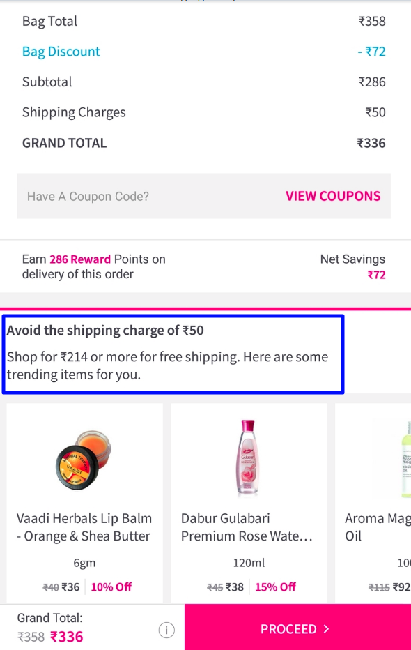 incentives on checkout pages