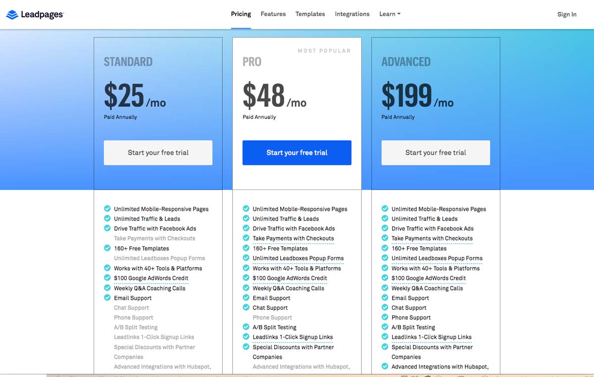 Leadpages Plans & Pricing