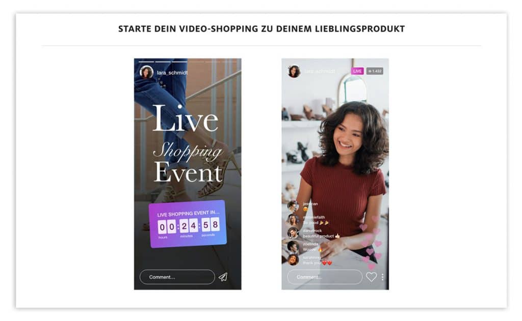 Online Shop Widget für Live Video Shopping