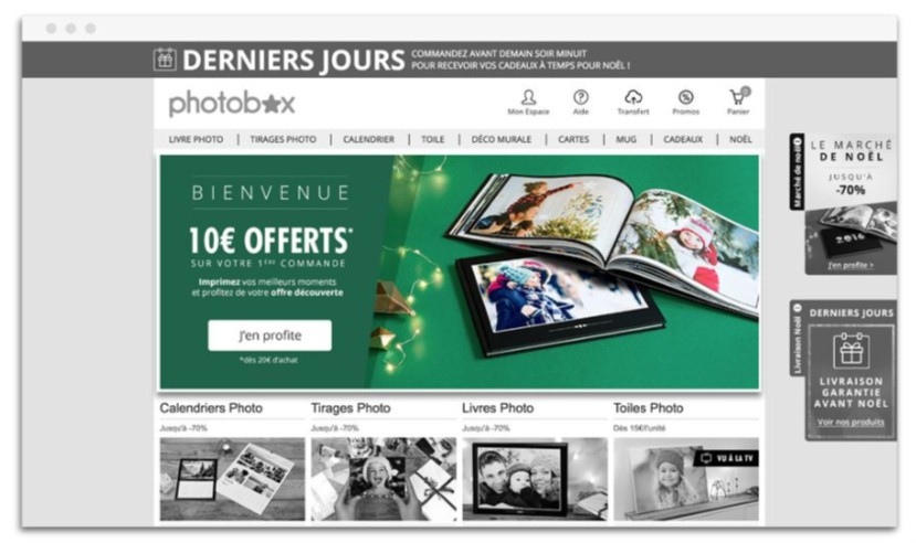 PHOTOBOX Pop Up BIENVENUE 10€ OFFERTS