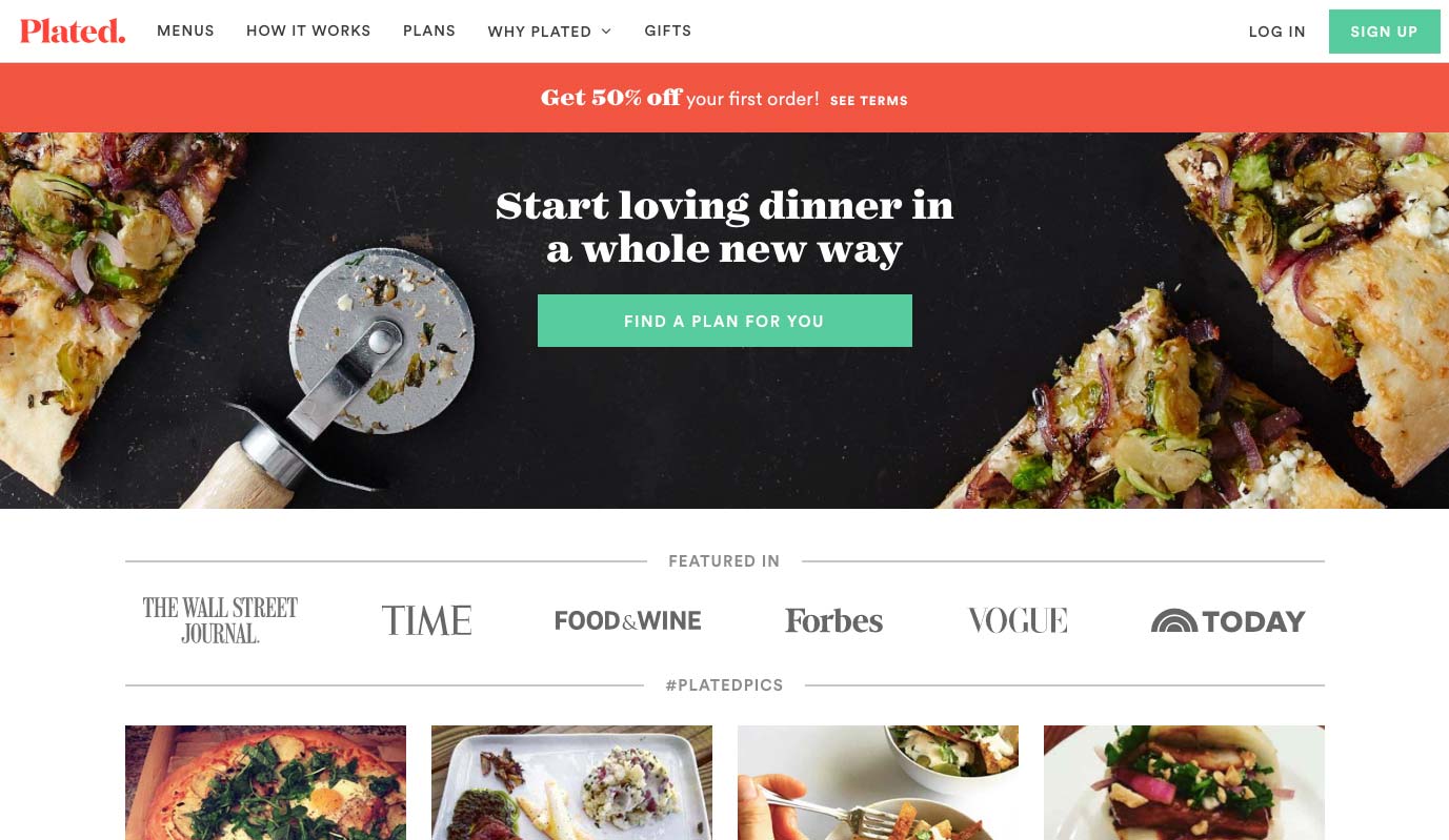 Beispiel Landing Page Plated