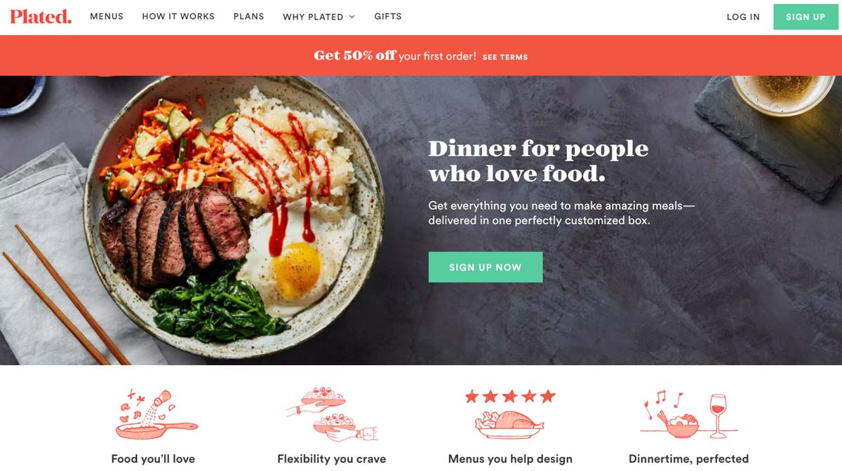 Plated Landing Page Beispiel