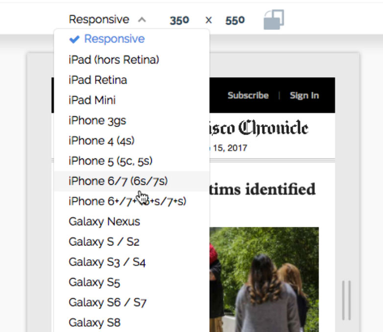 Responsive preview mode - Device List