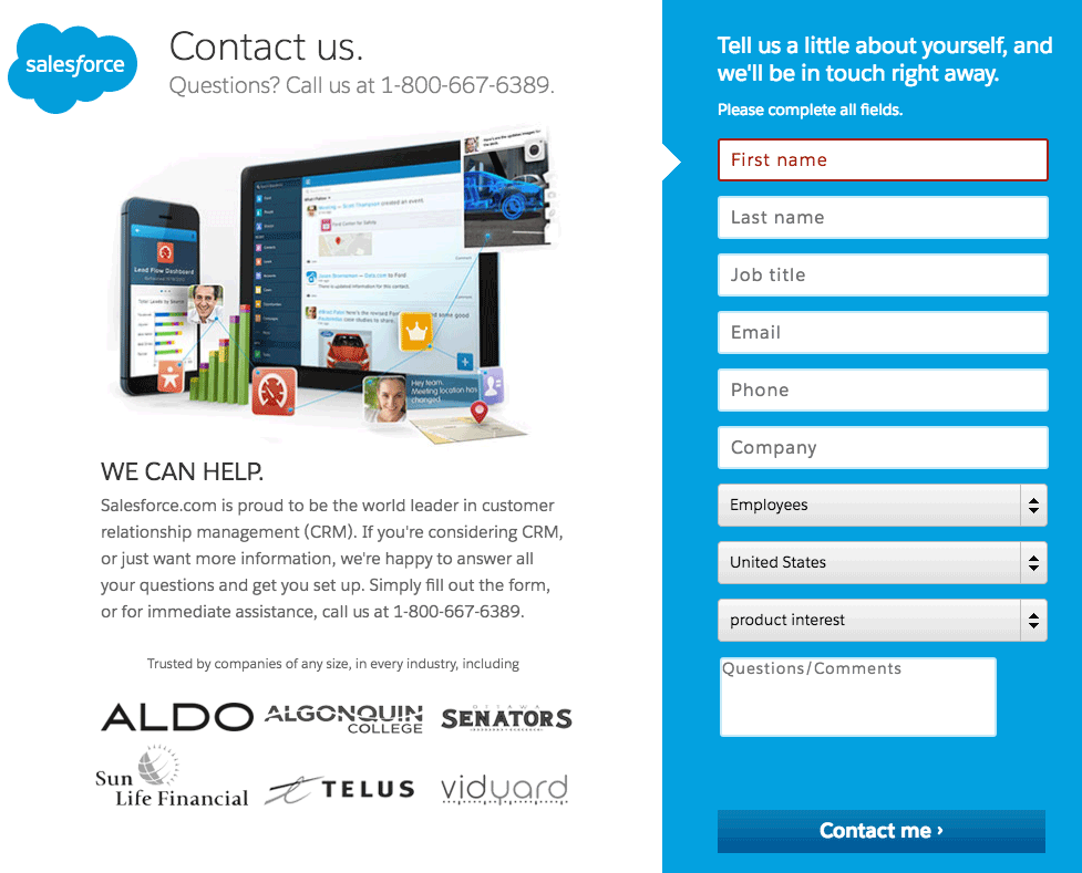 Subscription Form Design Landing Page Salesforce