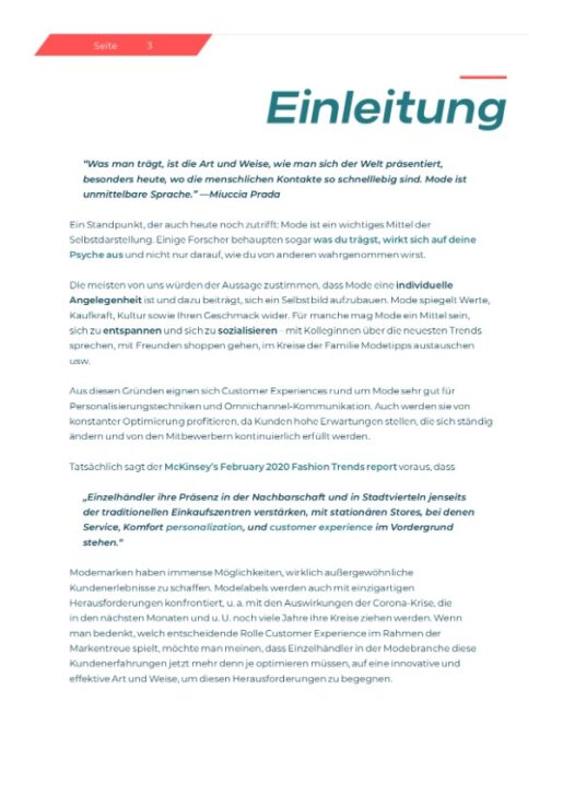 Einleitung Mode Online Shop