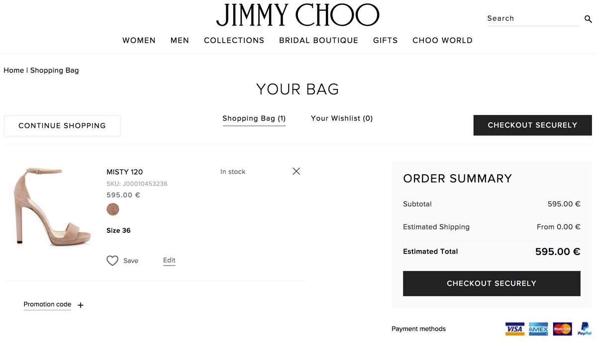 Clean color code on shopping cart page