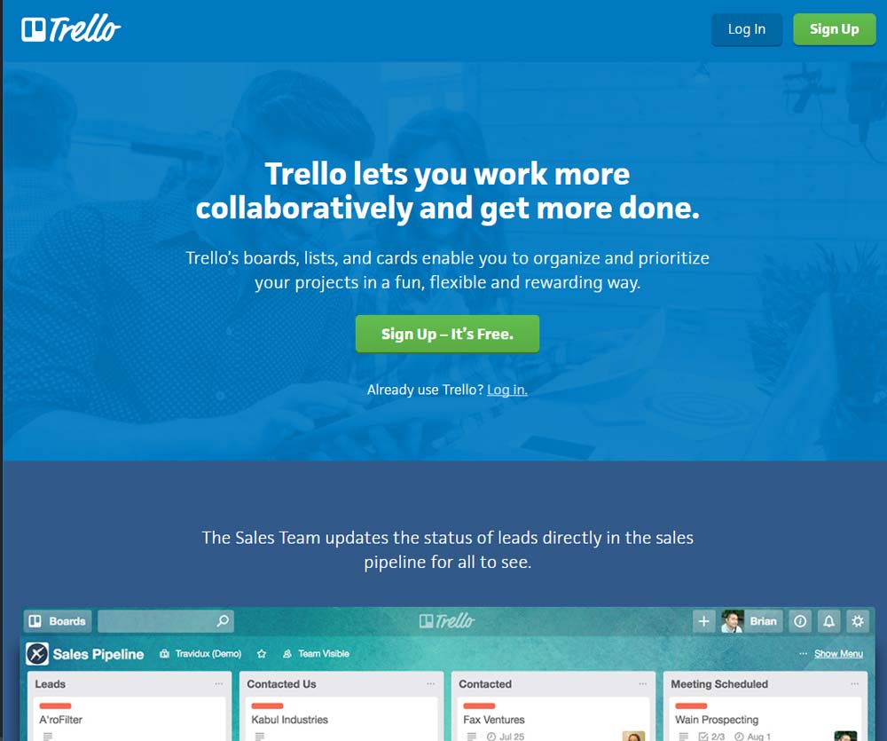 Trello Call to Action Landing Page