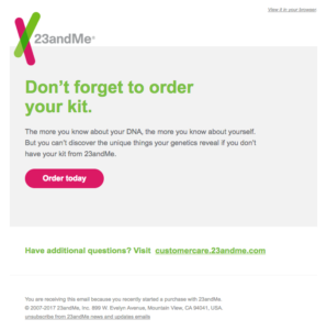 Warenkorbabbruch Email 23andme